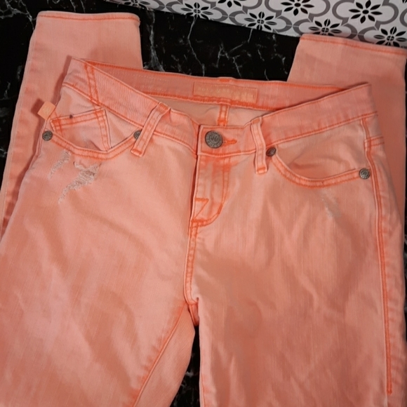 Rock & Republic tangerine skinny destressed 2 - Picture 3 of 4